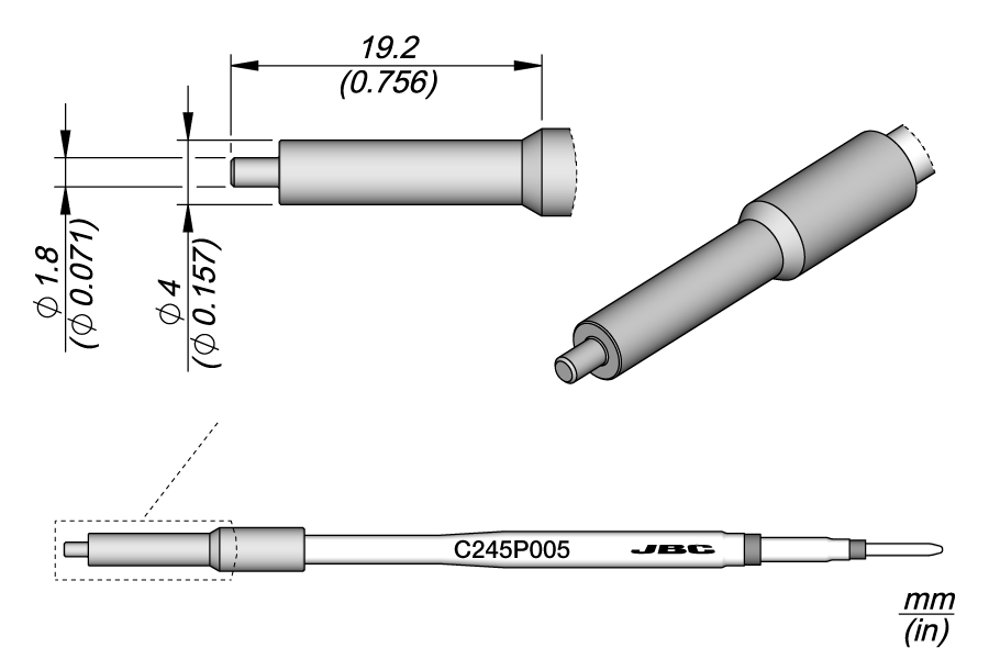 C245P005 - Pin / Connector Cartridge Ø 1.8